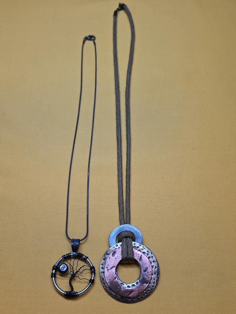 Lot 2 ▪︎ Vintage Boho Mixed Metal Pendant & Handcrafted Tree of Life Necklaces